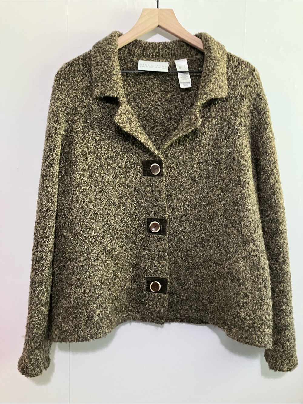 Tan and Brown Wool Blend Button up Cardigan Size Large